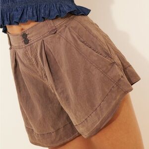 Free People Marina Trouser Shorts Dusty Brown Size 10 Tailored High Rise